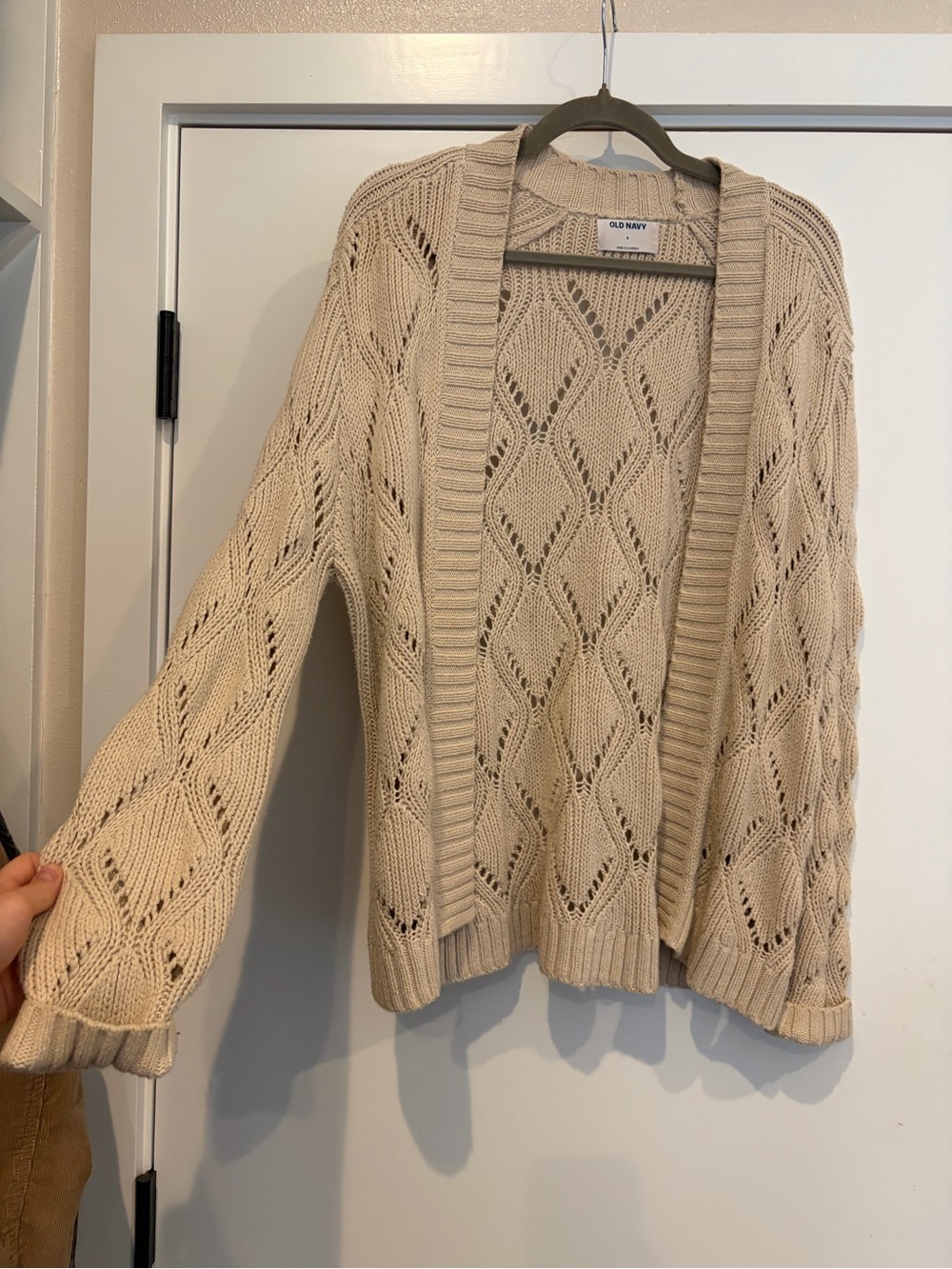 Old Navy Cream Open-Knit Cardigan Sweater